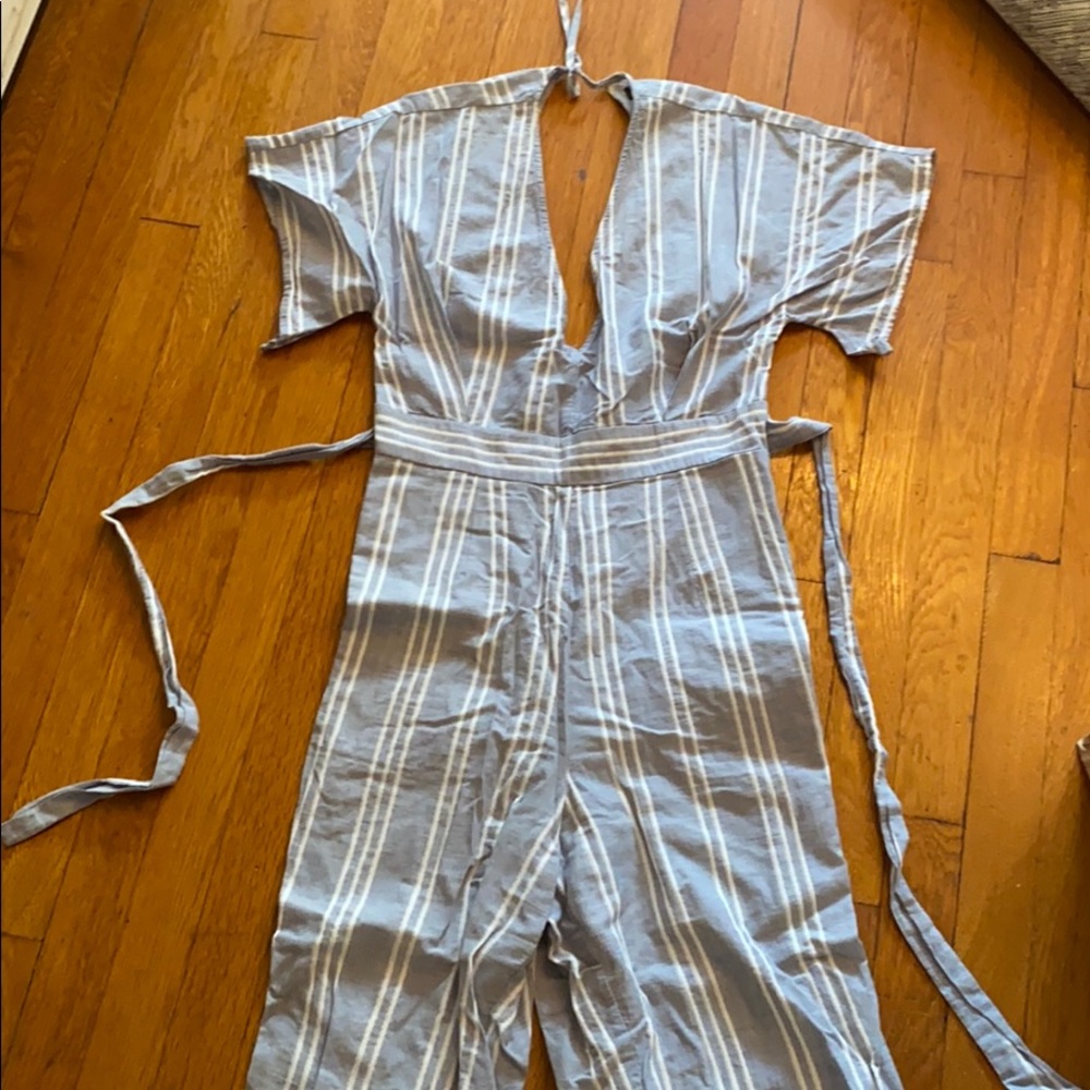 Blue and white jumpsuit